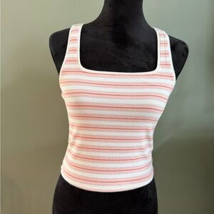 American Eagle Outfitters Pink and White Striped Tank Top